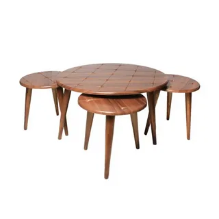 تصویر 1 از میز عسلی چوبی سه پایه با طراحی مینیمال و کلاسیک